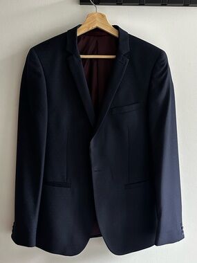 Topman Navy Dotted Sport Coat